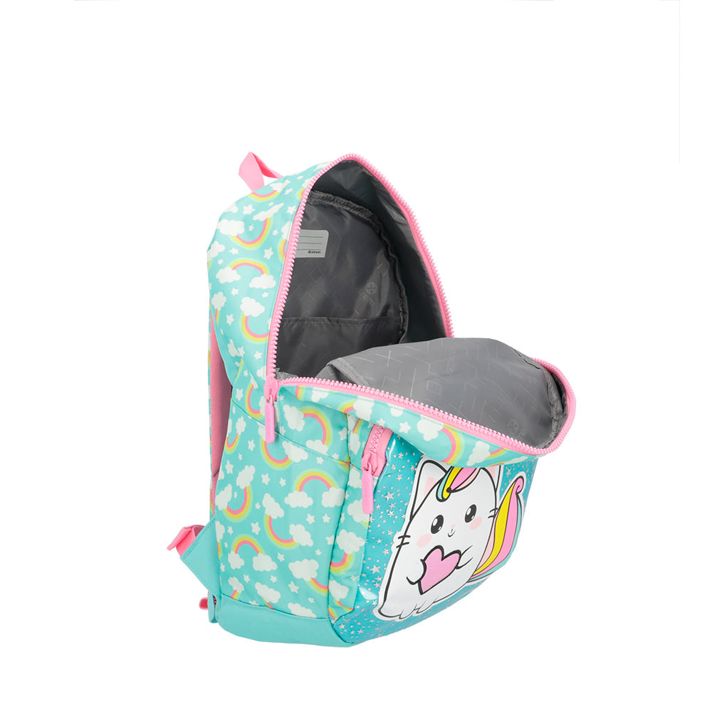 Mochila feminina infantil Bolt Gato Verde Água