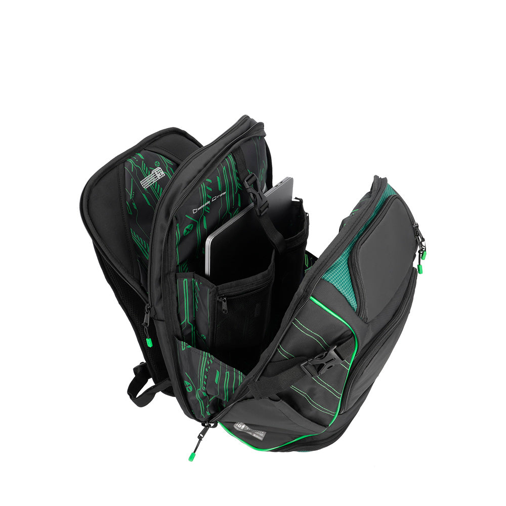 Mochila para Notebook 17" masculina Gamerpack Preta e Verde