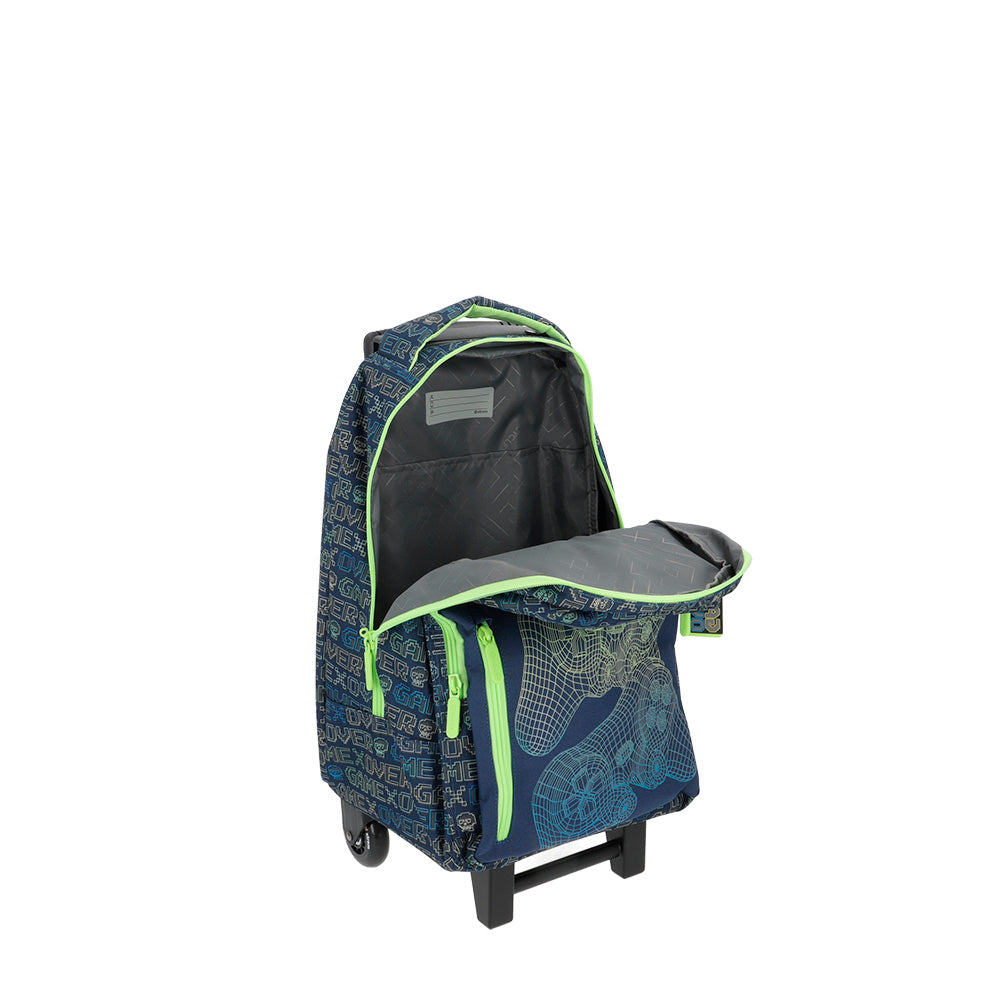 Mochila de Rodinha masculina infantil New Run azul