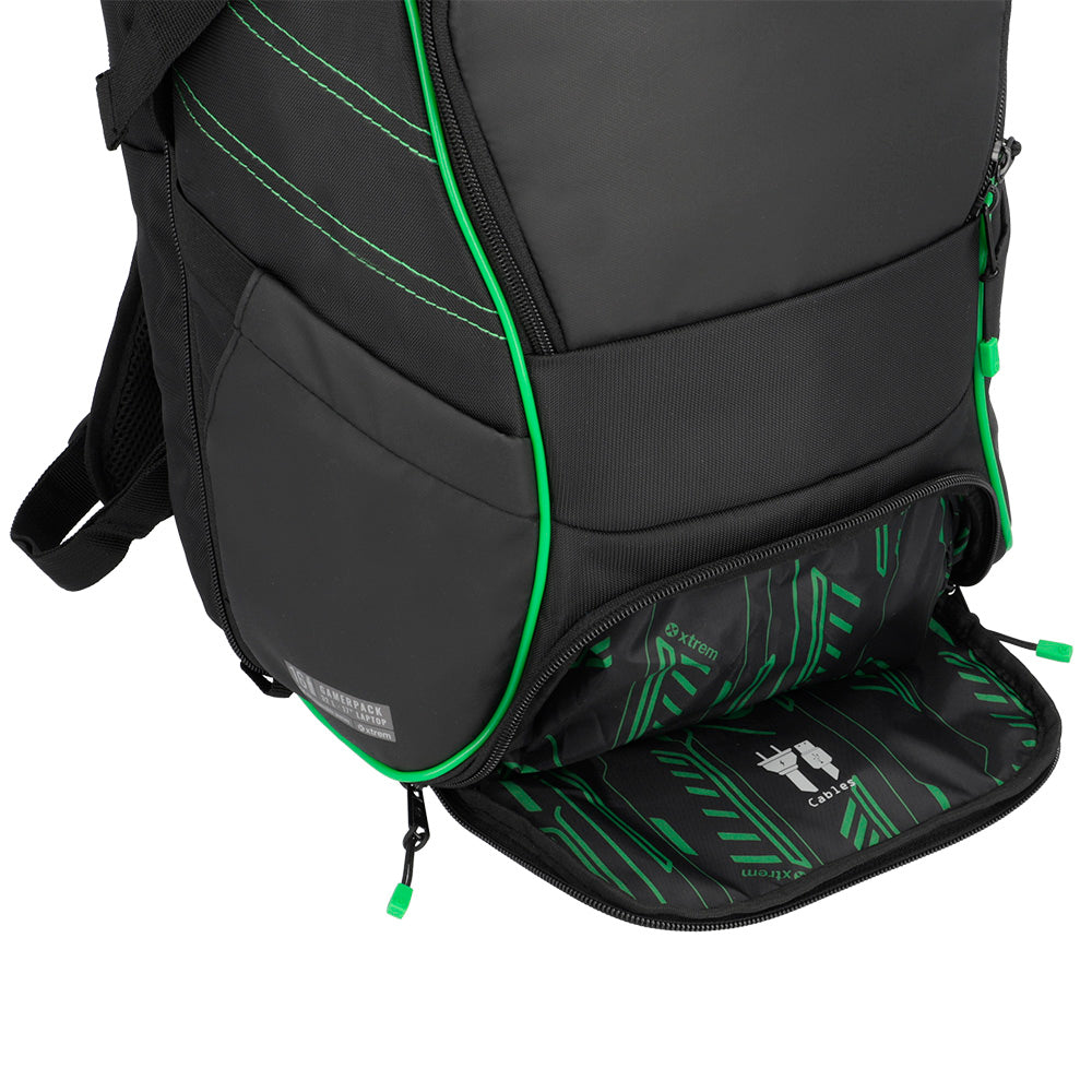 Mochila para Notebook 17" masculina Gamerpack Preta e Verde