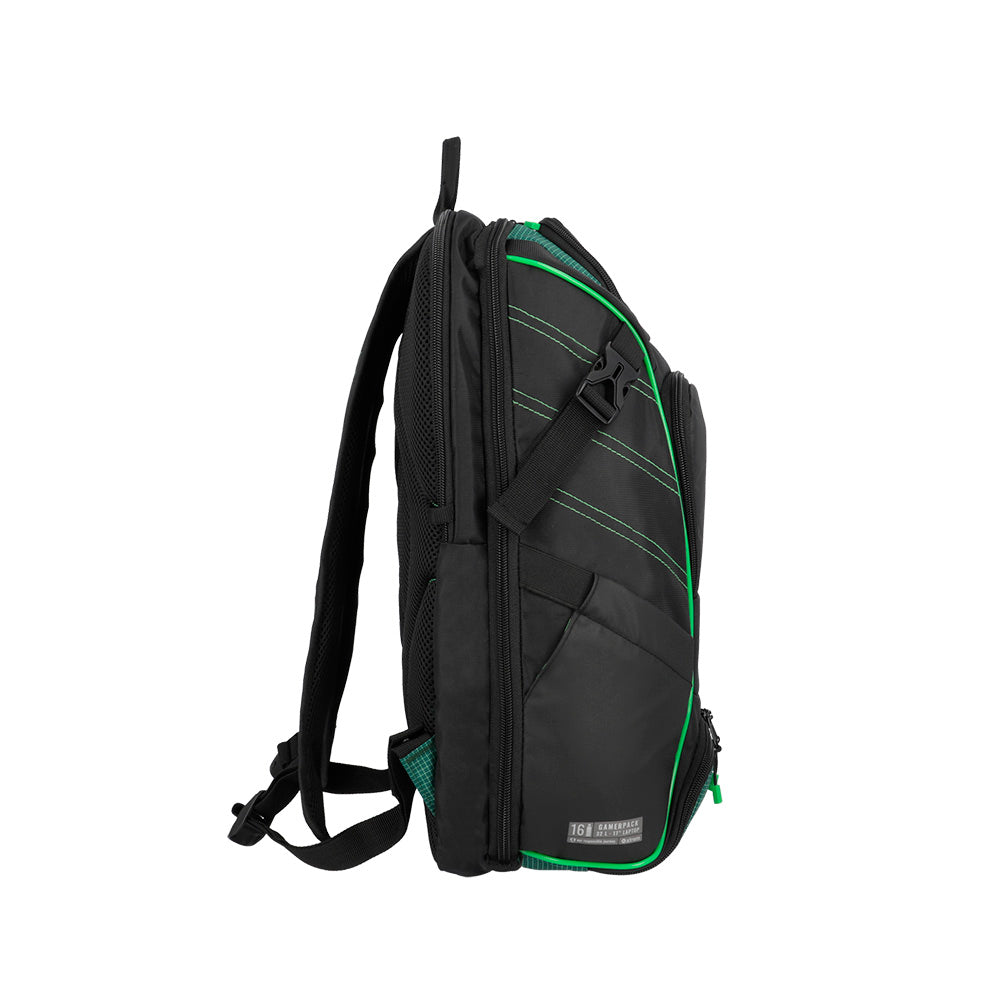 Mochila para Notebook 17" masculina Gamerpack Preta e Verde